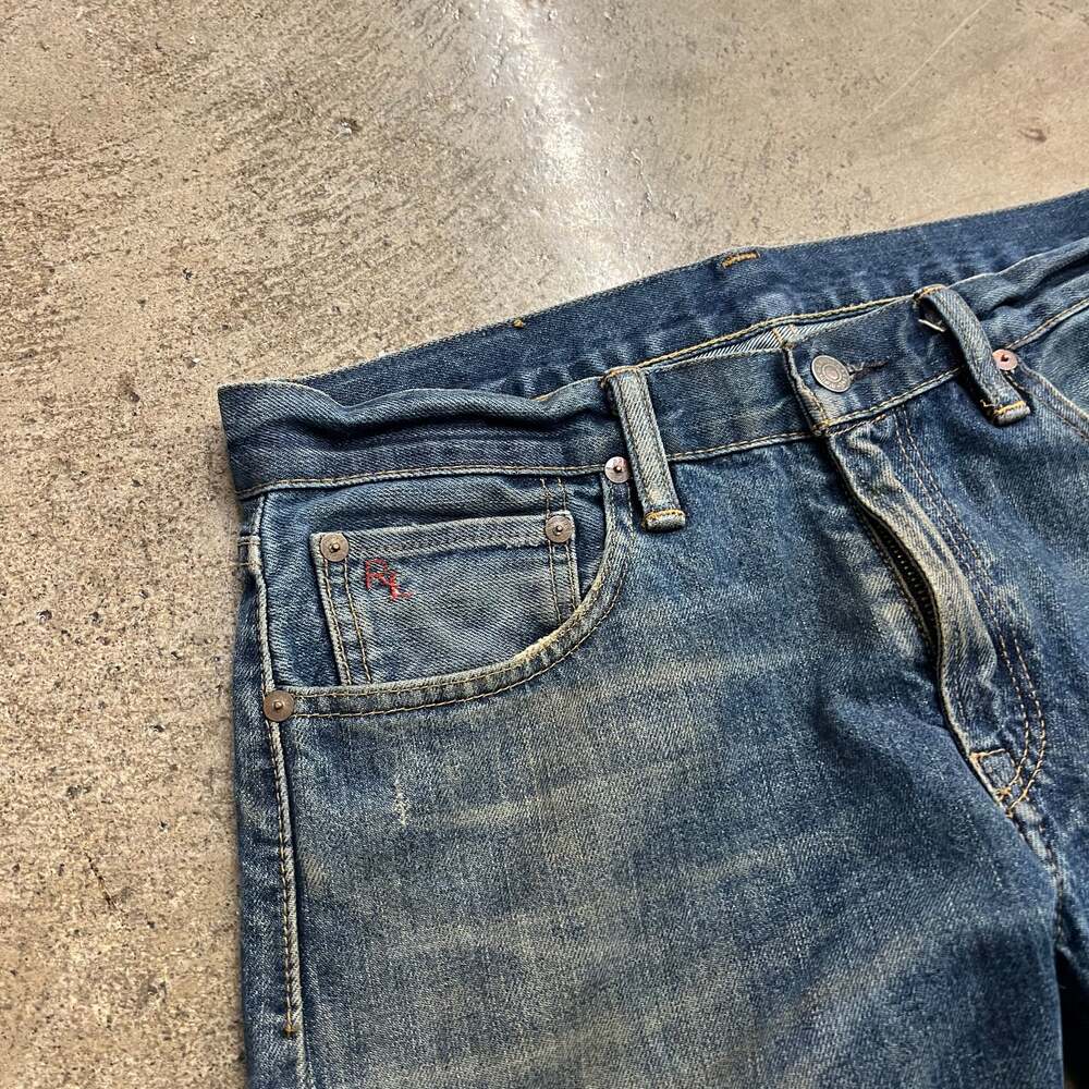 POLO RALPH LAUREN JEANS MUDWASH FADED DISTRESSED DENIM - Picture 5 of 10